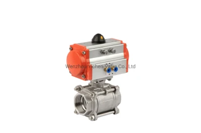 Stainless Steel 3PC Ball Valve Sanitary Clamp with Pneumatic Actuator