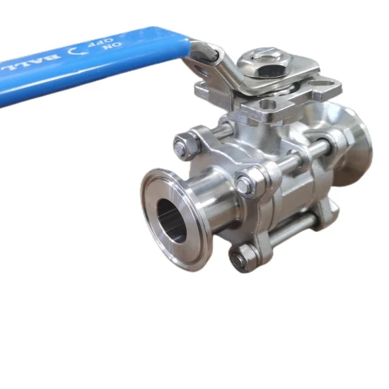 304 316 Hygienic Air Pneumatic Actuated Actuator Two Way Three Pieces 3PC Manual Handle Quick Fit Stainless Steel Clamped Welded Clamp Ball Valve Sanitary Valve