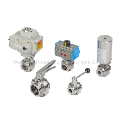 Stainless Steel Sanitary Hygienic Manual Electric Pneumatic Motorized Actuator Ss Inox Weld Tri Clamp Butterfly Valve Price