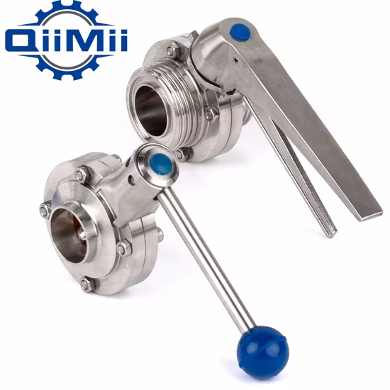 Sanitary Stainless Steel 304/316L Manual Control Butterfly Valve with Fine Adjustment, Clamp or Weld or Flange End